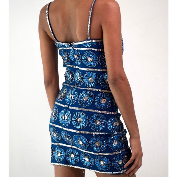 Blue sequin vintage dress-GREAT CONDITION - Picture 3 of 4